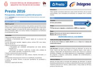Curso PRESTO 2016 - EDIFICACIÓN. Presupuestos, mediciones y gestión del proyecto - 17, 18, 22 y 23 feb