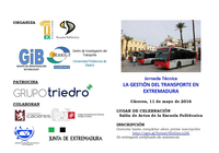 Jornada de "la Gestión del Transporte en Extremadura" - miércoles 11 de mayo de 10:00h a  14:15h