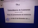 Plazo de presentación de instancias por COINCIDENCIA DE EXÁMENES hasta el miércoles 23dic