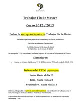 Plazos para la defesa del TFM: junio (25), julio (23) y septiembre (13)
