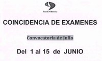 Solicitar cambio de examen por coincidencia de exámenes en la convocatoria de julio: del 1 al 15 de junio