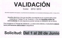 Solicitud de tribunal de validación curso 2012/13: del 1 al 20 de junio