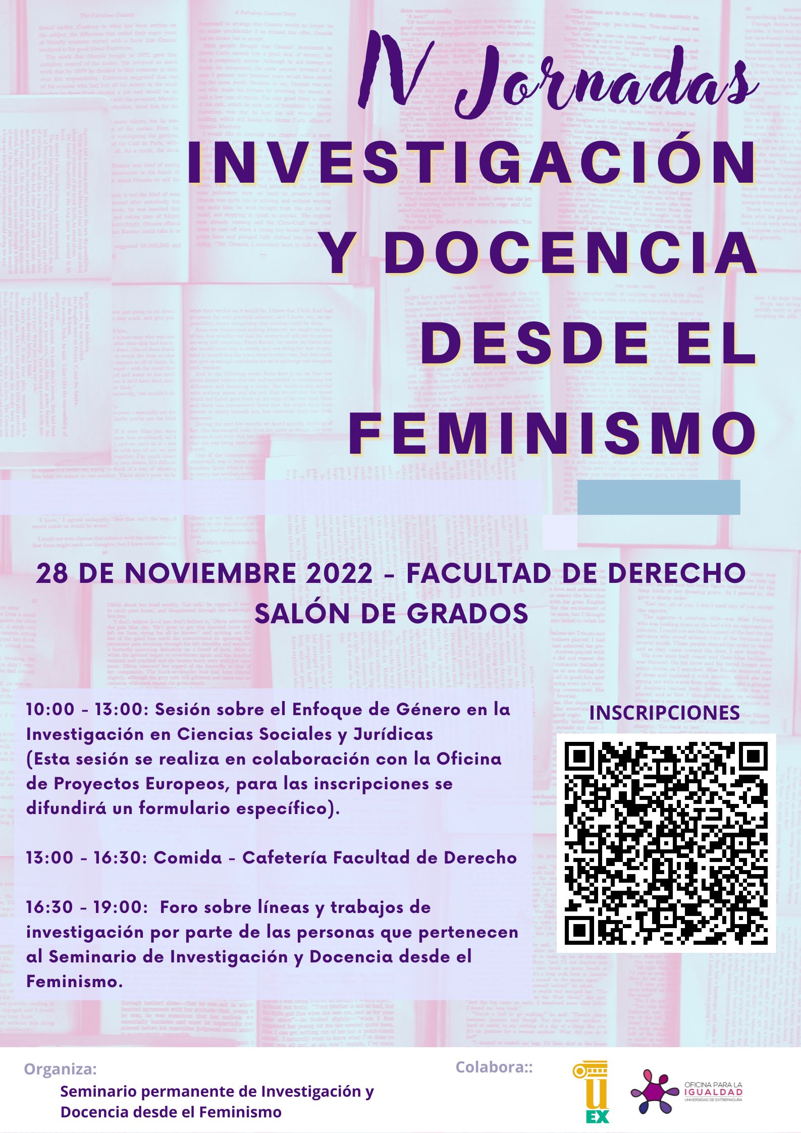 Cartel IV Jornadas Investigación y docencia desde el feminismo